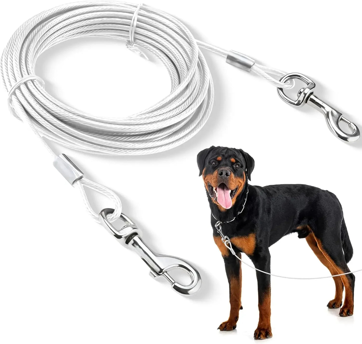 Double Headed Dog Tie Out Cable Leash Stainless Steel Buckle