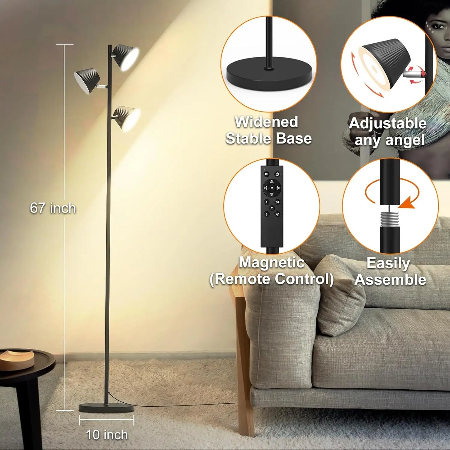 LED Floor Lamp With Remote Control And Touch 4500 Lumens