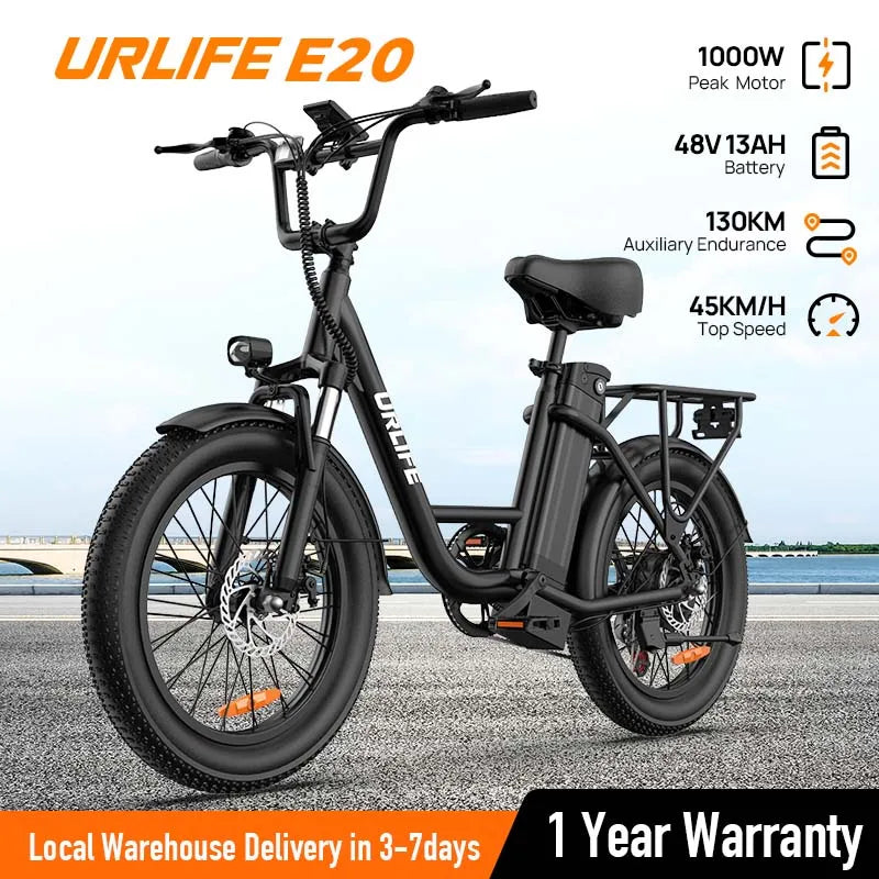 URLIFE 1000W E20 Electric Bike Removable 48V 13Ah Battery
