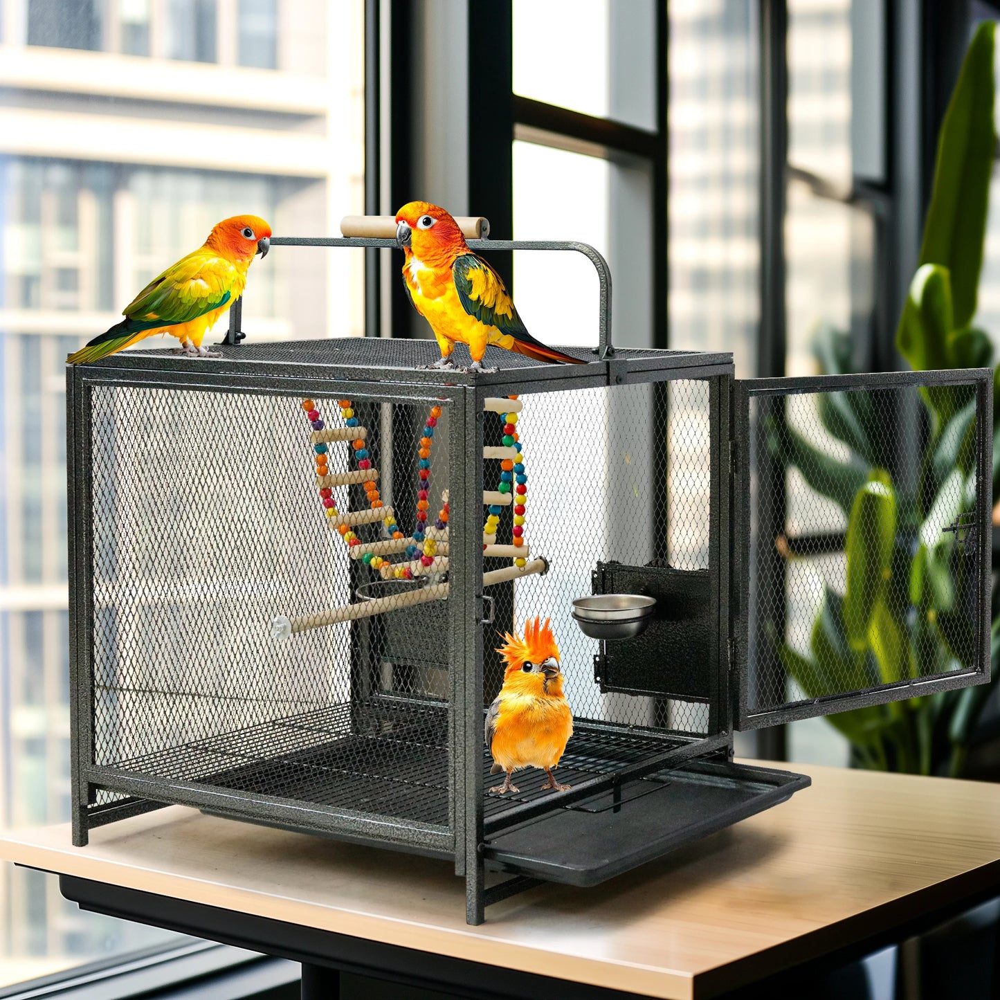 Iron Bird Cage For Cockatiels Parakeets Lovebirds With Stand