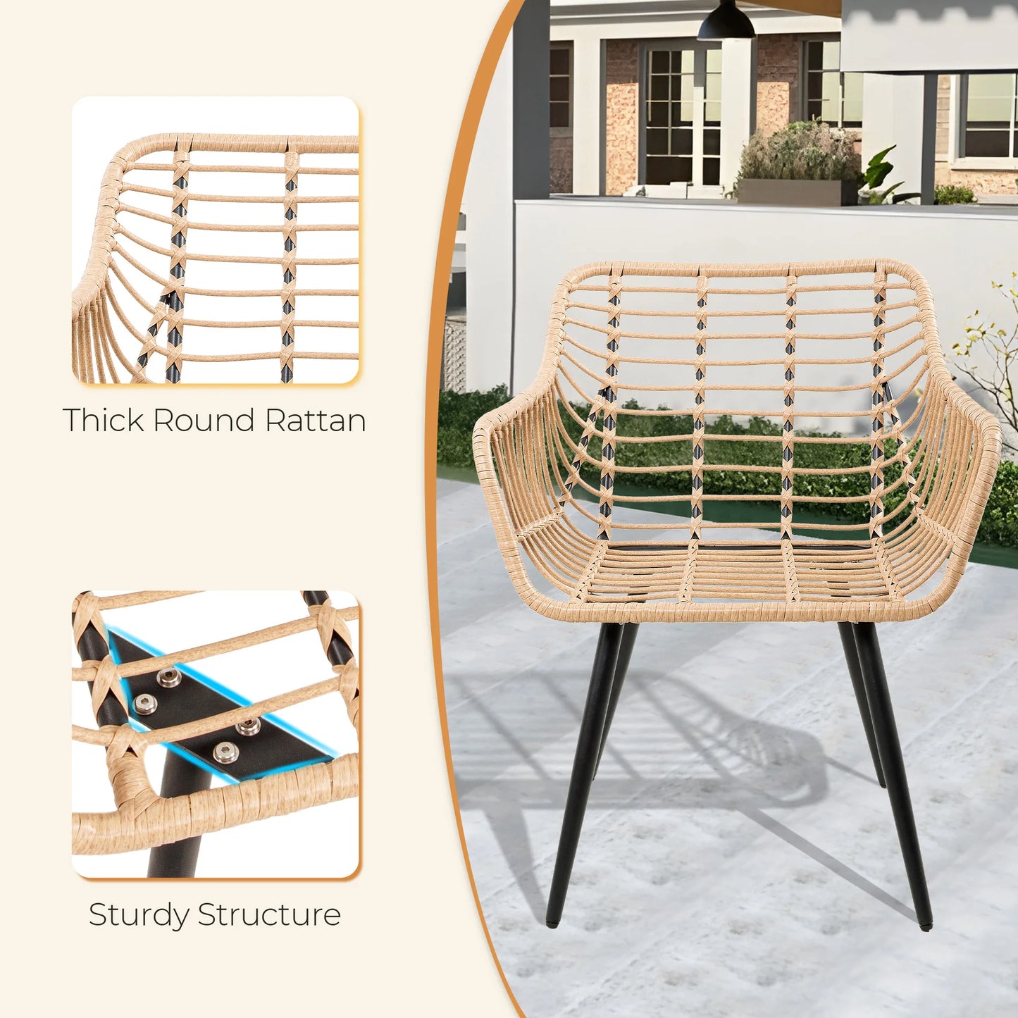 Seogwisam 5 Piece Outdoor Patio Bistro Set Wicker Ottoman Table