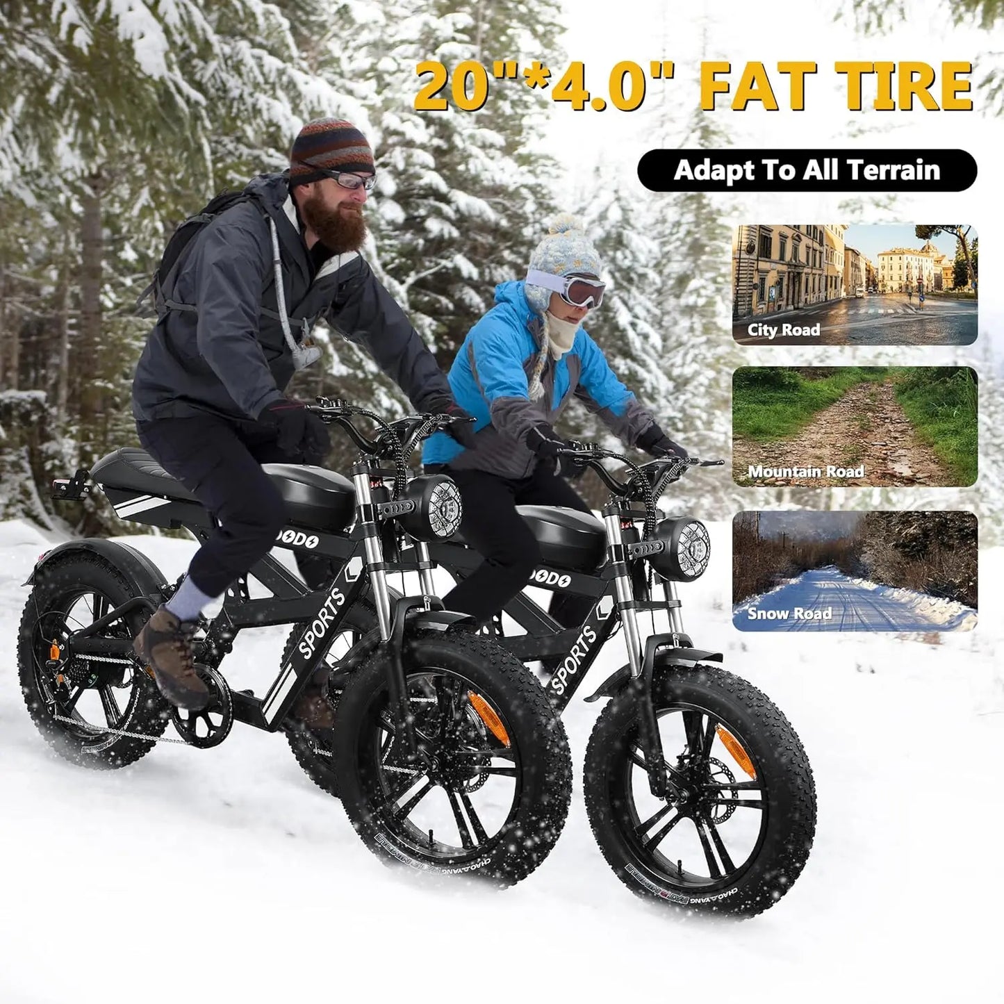 Electric Fat Tire Mountain Bike 1500W 35MPH 48V 816Wh Battery