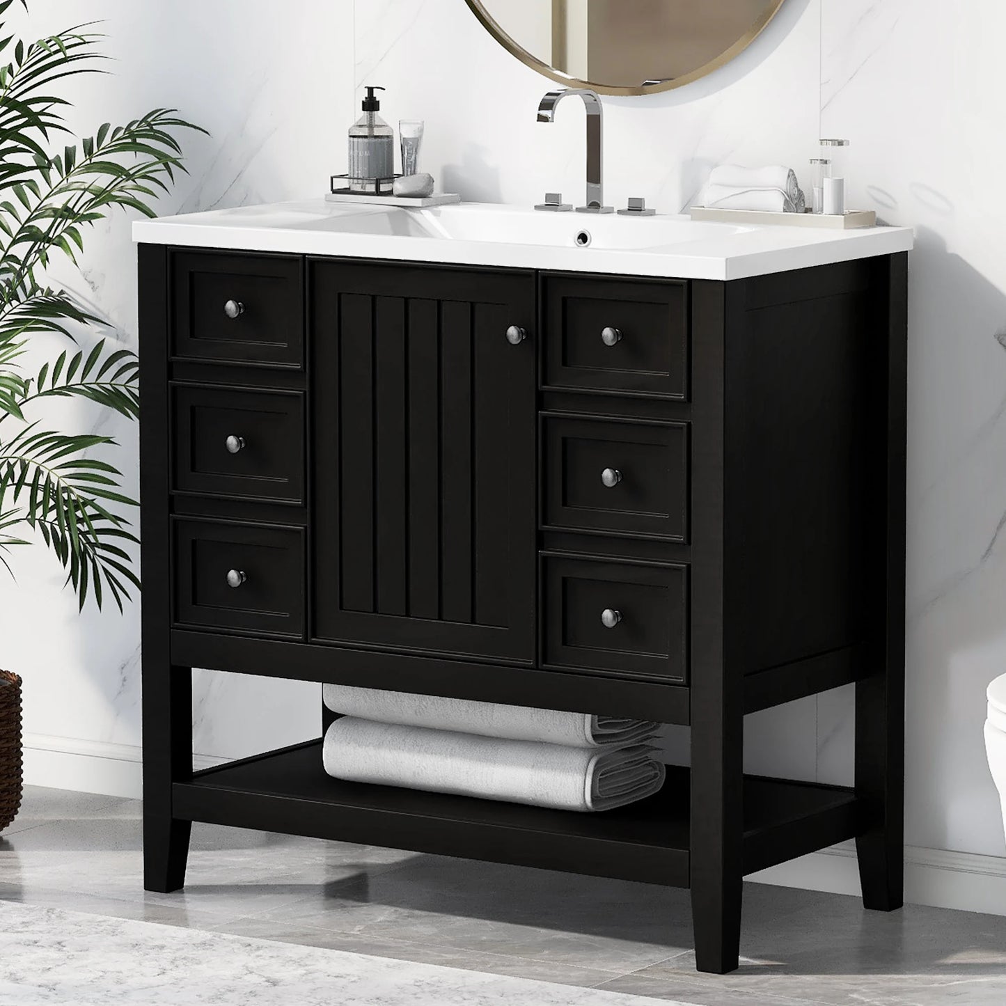 Sh.Kl Bathroom Vanity With Sink Free Standing Cabinet