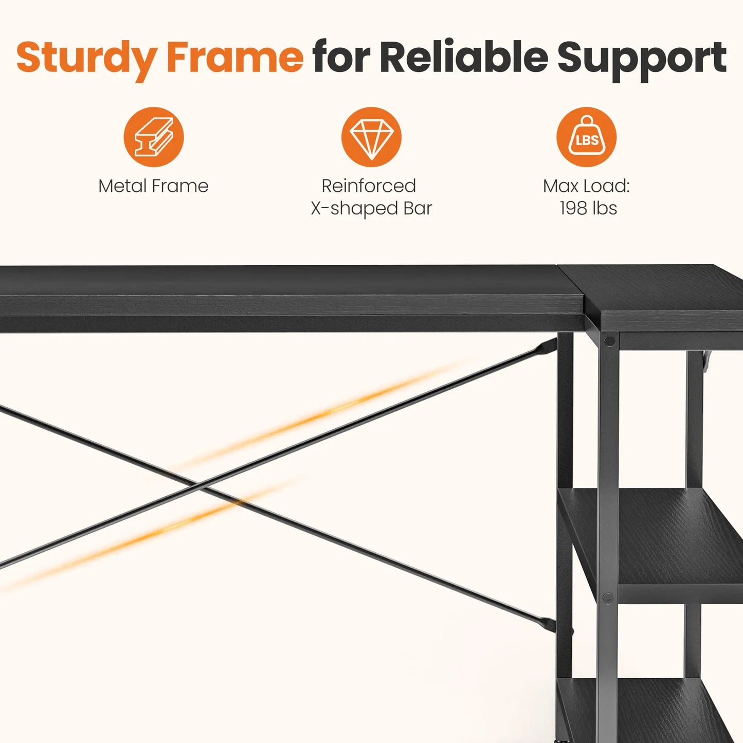 JHK L Shaped Desk Computer Desk With Storage Shelves