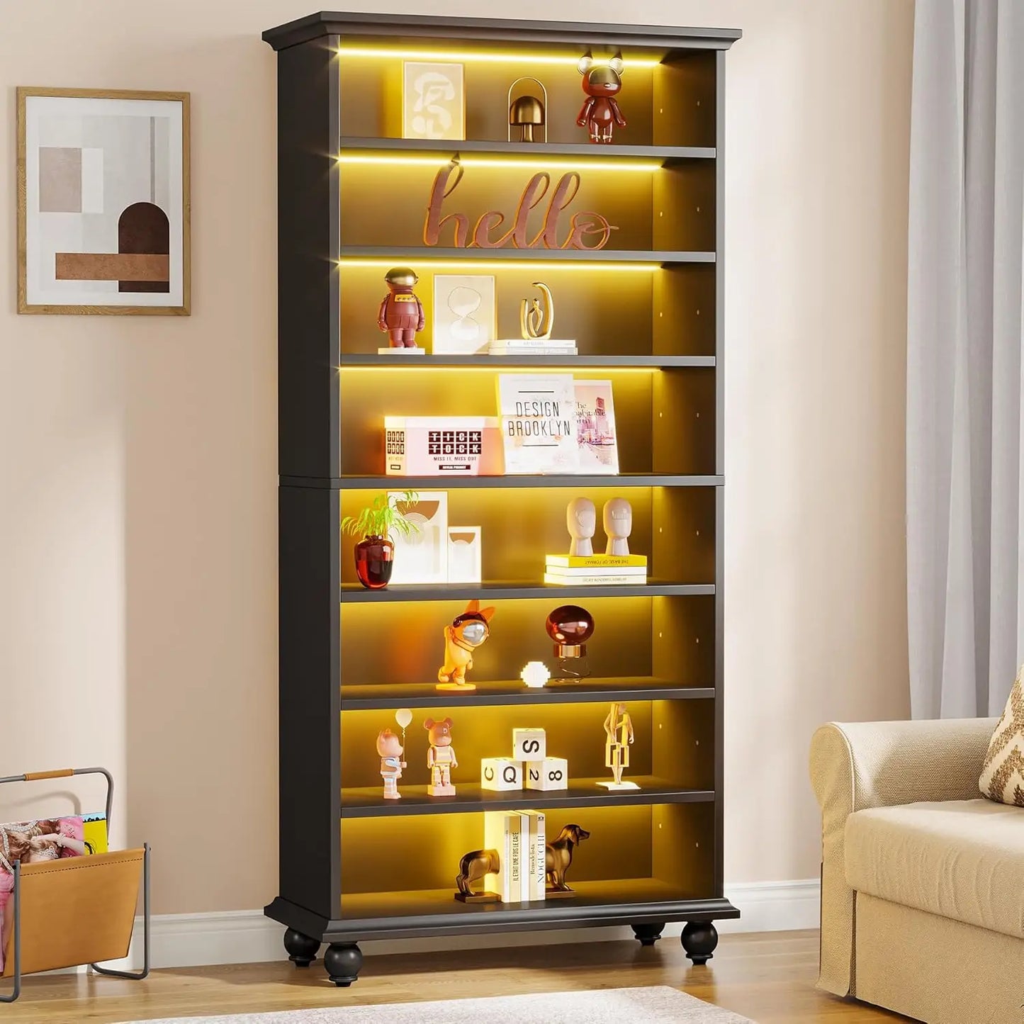 Little Tree LED Bookcase With Freestanding Solid Wood Legs