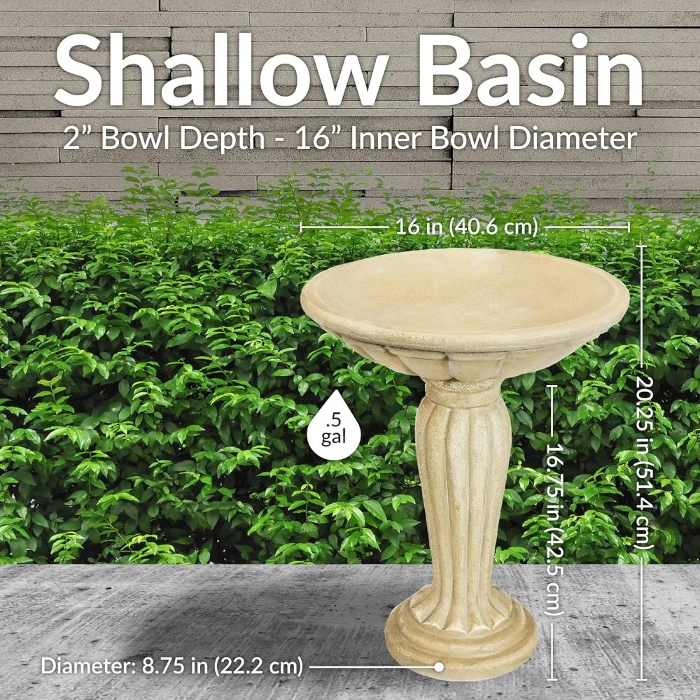 Grecian Column Pedestal Concrete Bird Bath for Outdoors