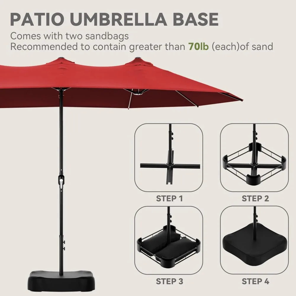 Patio Umbrella With Base Included Double Sided Market Crank Handle