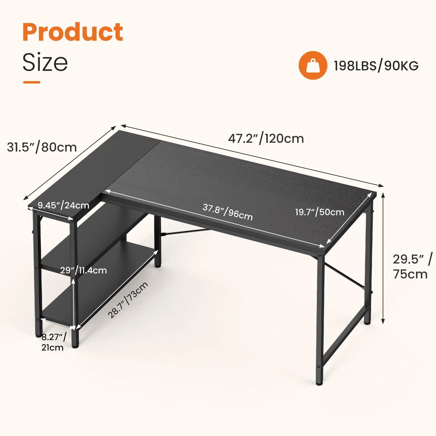 JHK L Shaped Desk Computer Desk With Storage Shelves