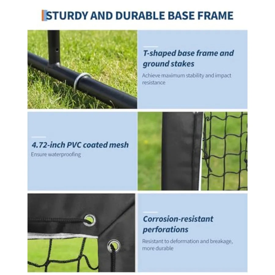 Baseball Pitching Net 9 Hole Strike Zone Adjustable Height Portable