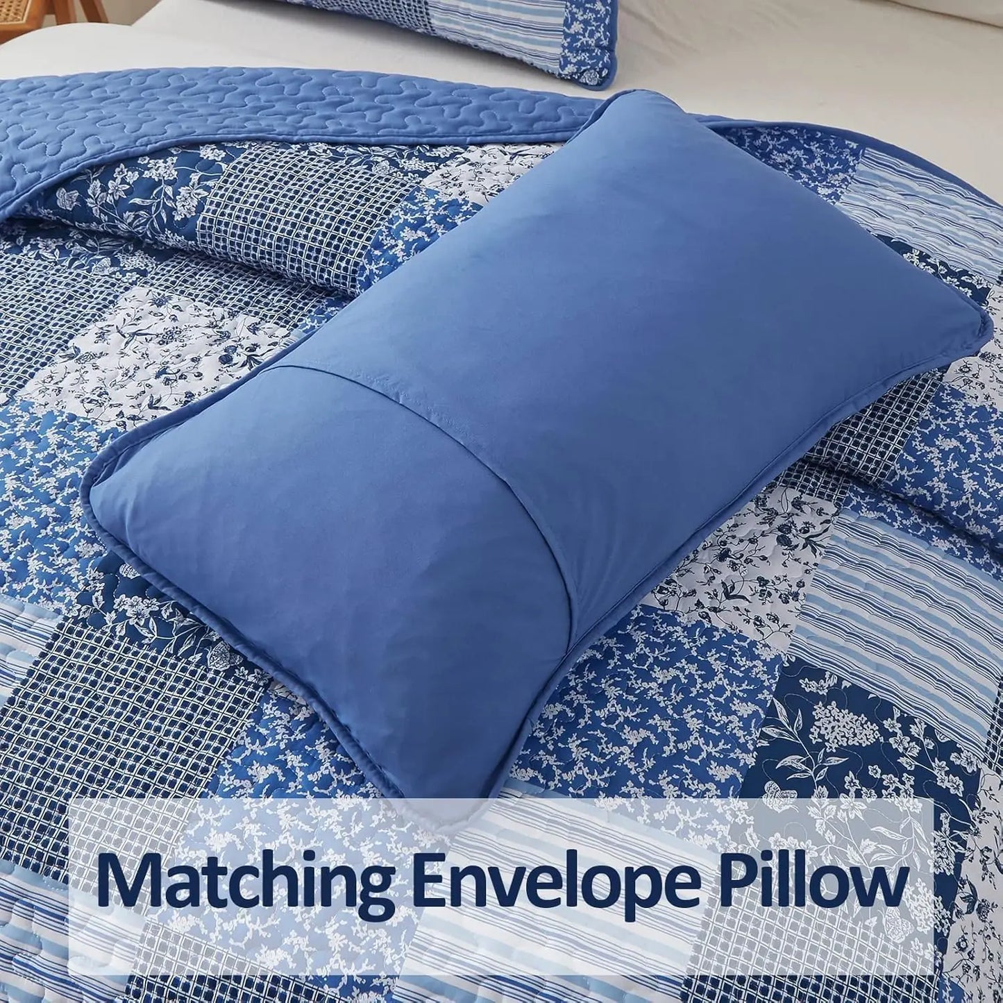 Floral Reversible Quilt Set 3 Piece Microfiber Bedspread