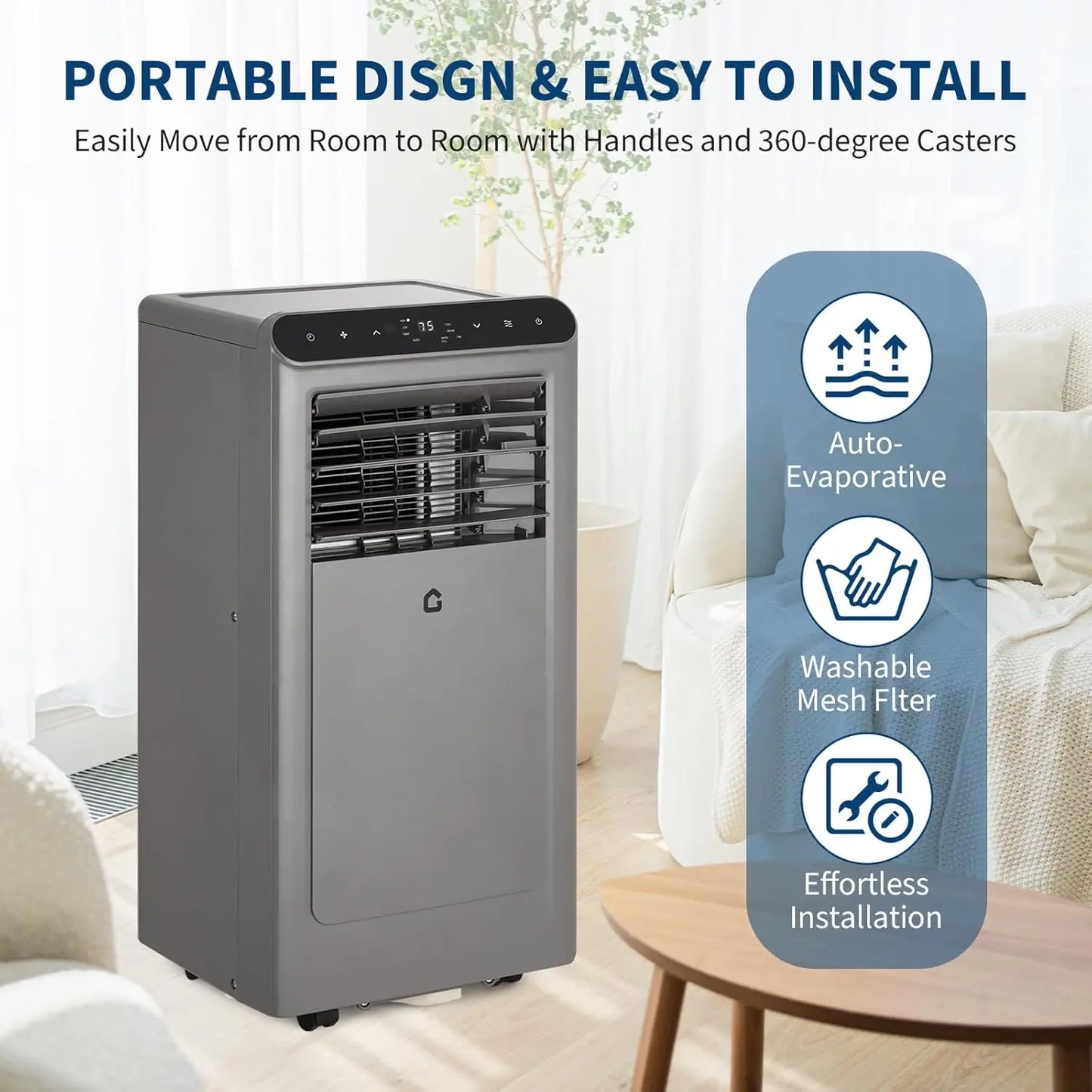 Adoolla Portable Air Conditioner 10000 BTU ASHRAE 6000 BTU DOE