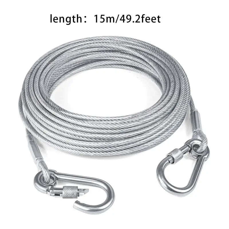 Double Headed Dog Tie Out Cable Leash Stainless Steel Buckle