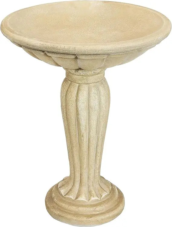 Grecian Column Pedestal Concrete Bird Bath for Outdoors
