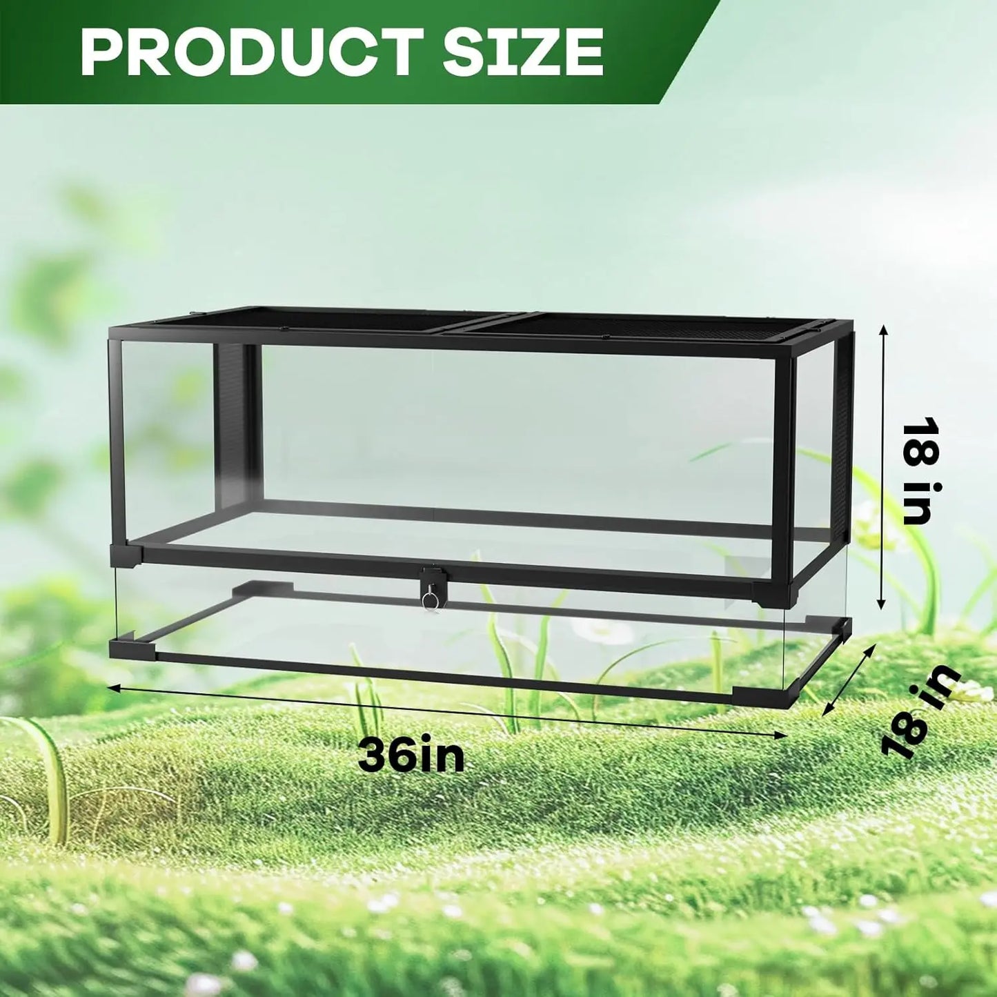 HiMISSH Reptile Glass Terrarium With Top And Side Screen Ventilation