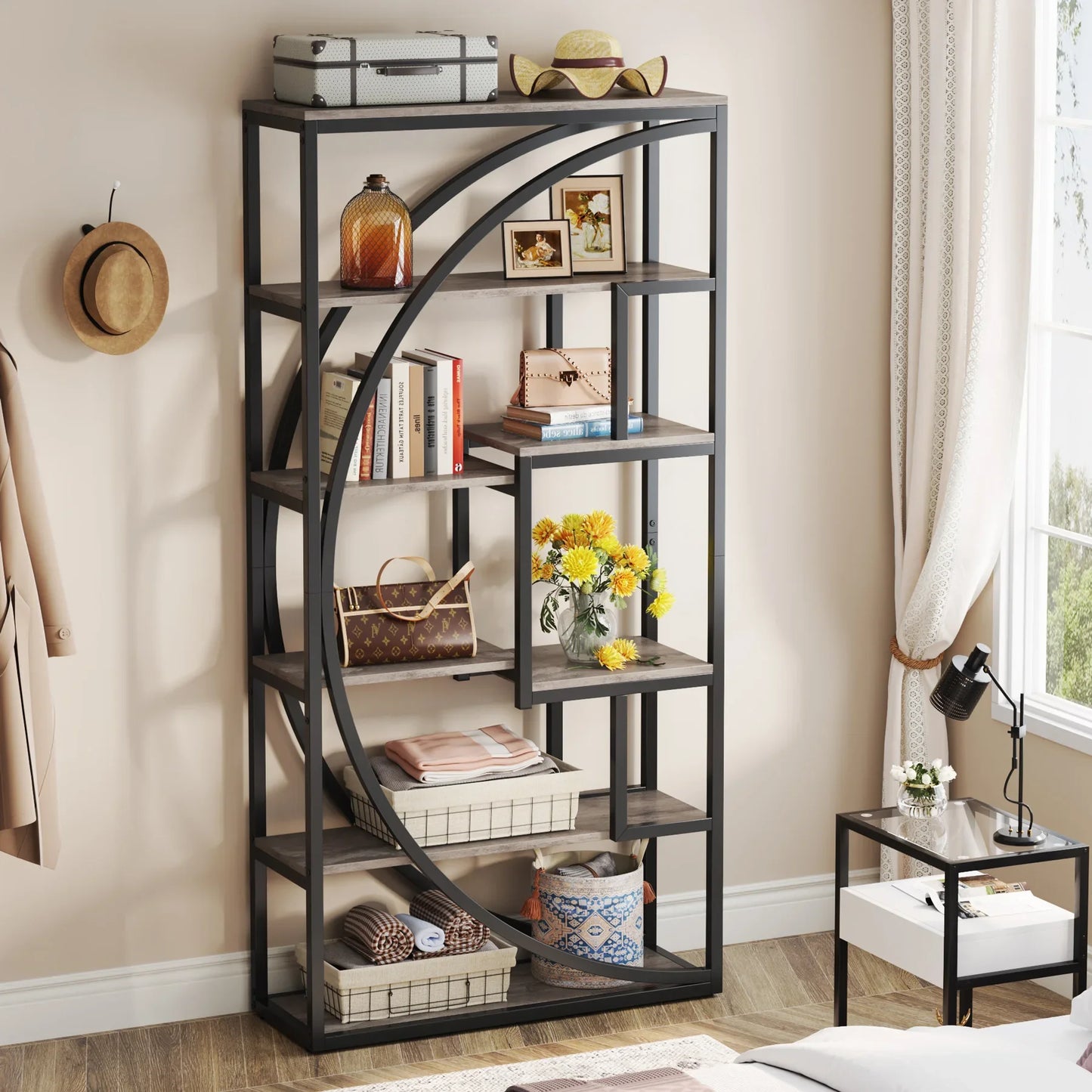 Tribesigns Industrial 5 Tier Etagere Bookcase for Living Room