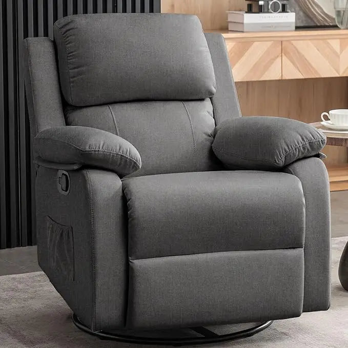 360 Swivel Rocker Chair For Adults Upholstered Fabric Glider Recliner