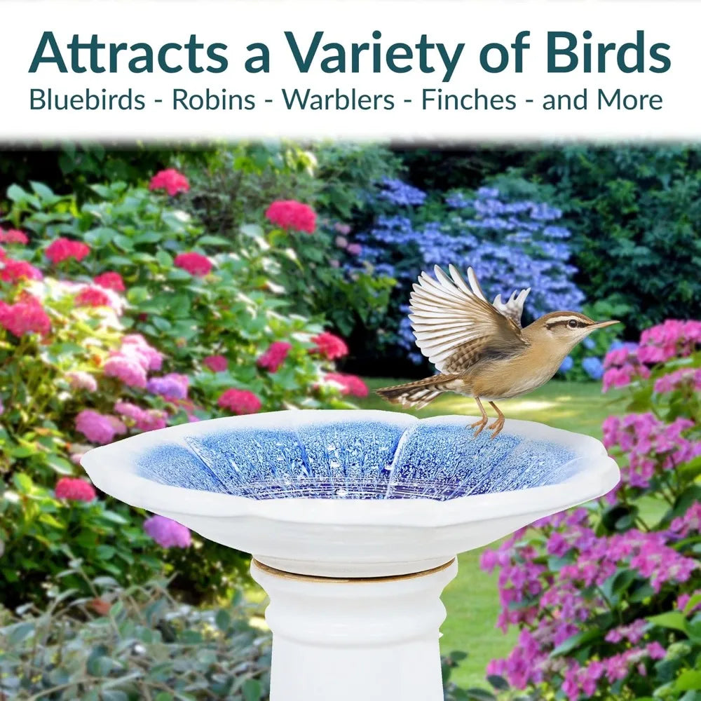 Ceramic Bird Bath Outdoor Garden Decoration UV Frost Resistant
