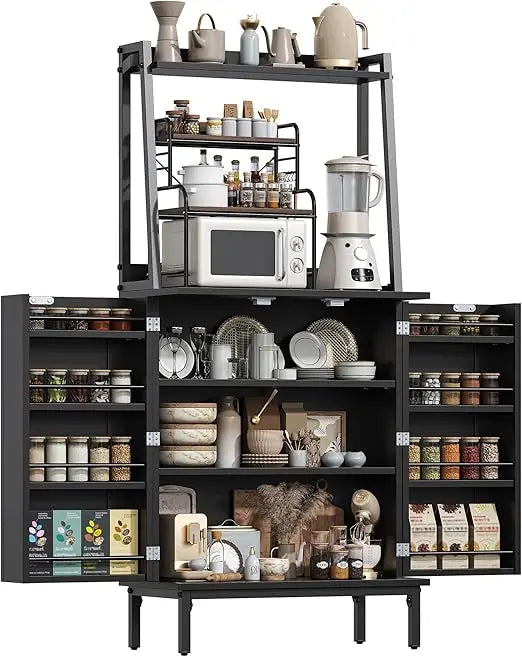 Pantry Cabinets With Microwave Shelves And Adjustable Shelves Freestanding