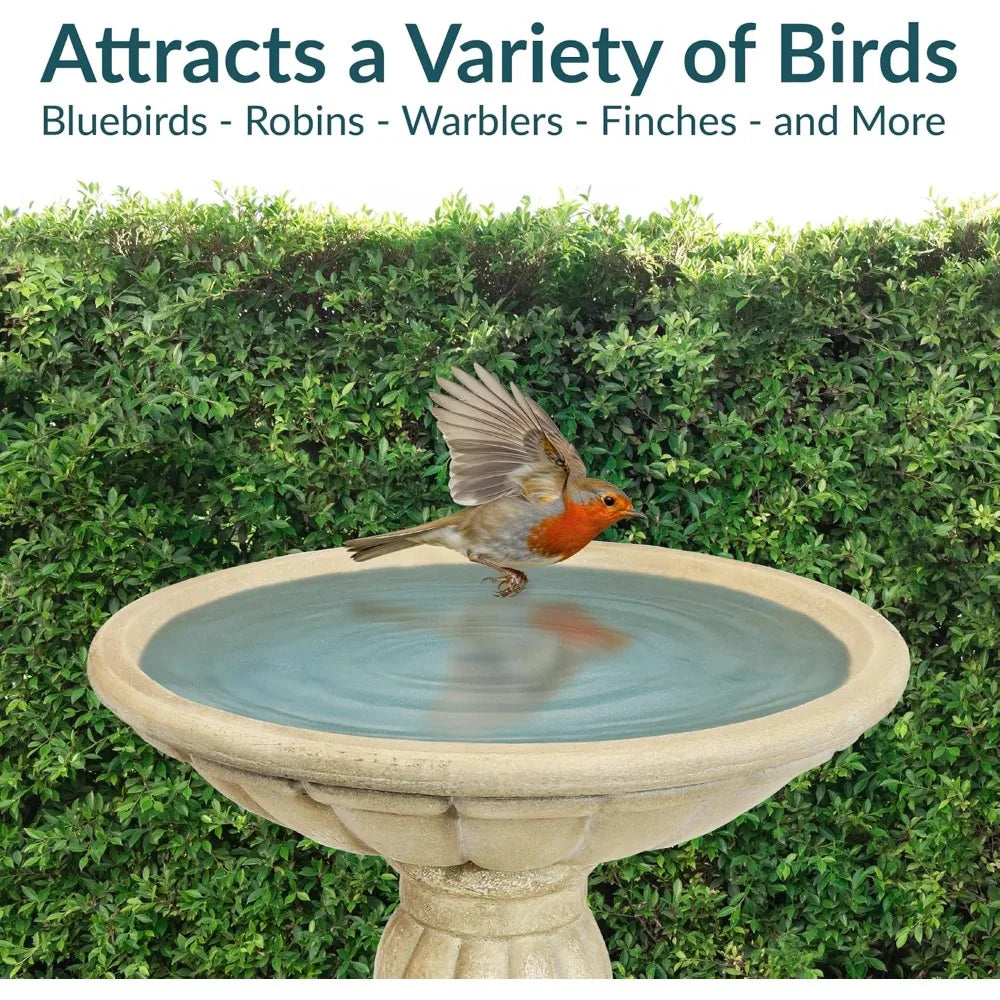 Grecian Column Pedestal Concrete Bird Bath for Outdoors