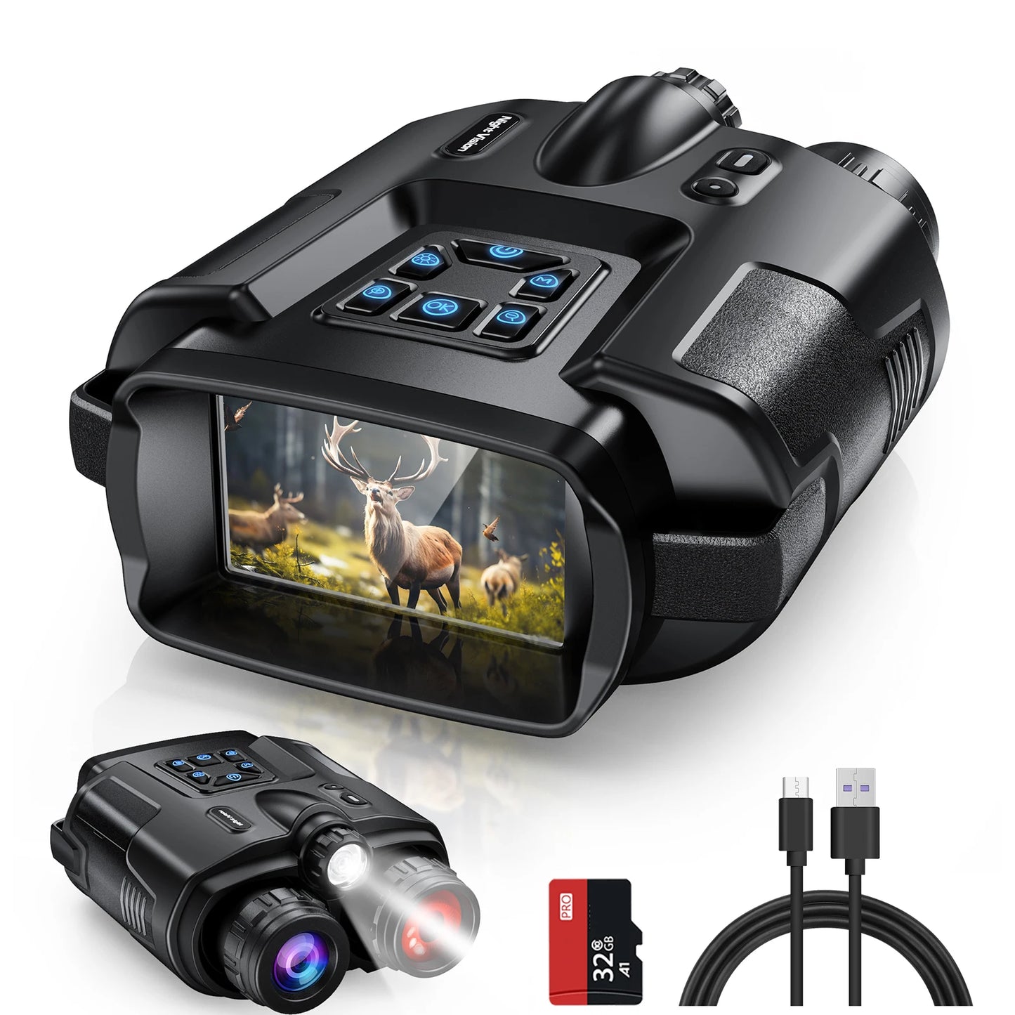 USB Rechargeable 4K Night Vision Binoculars With 8X Digital Zoom Infrared