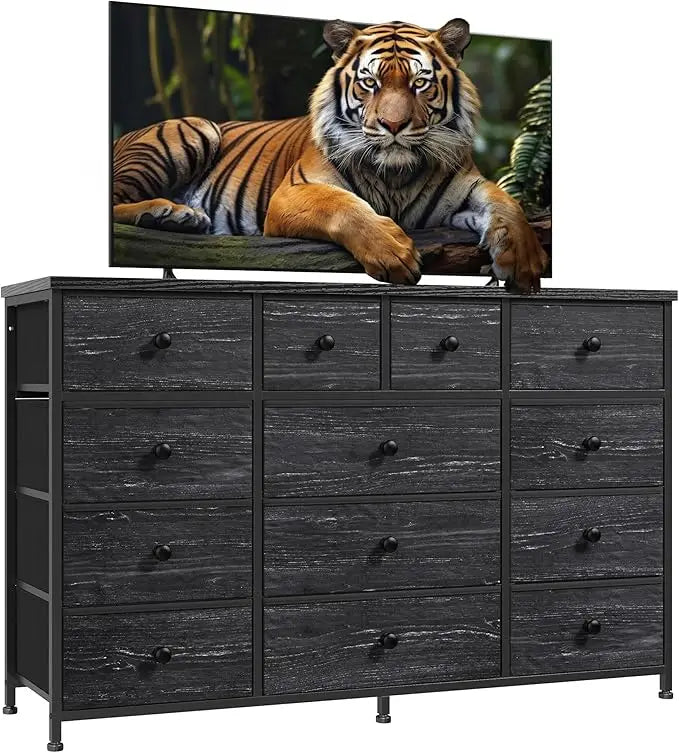 Bedroom Dresser With 13 Fabric Drawers And Metal Frame