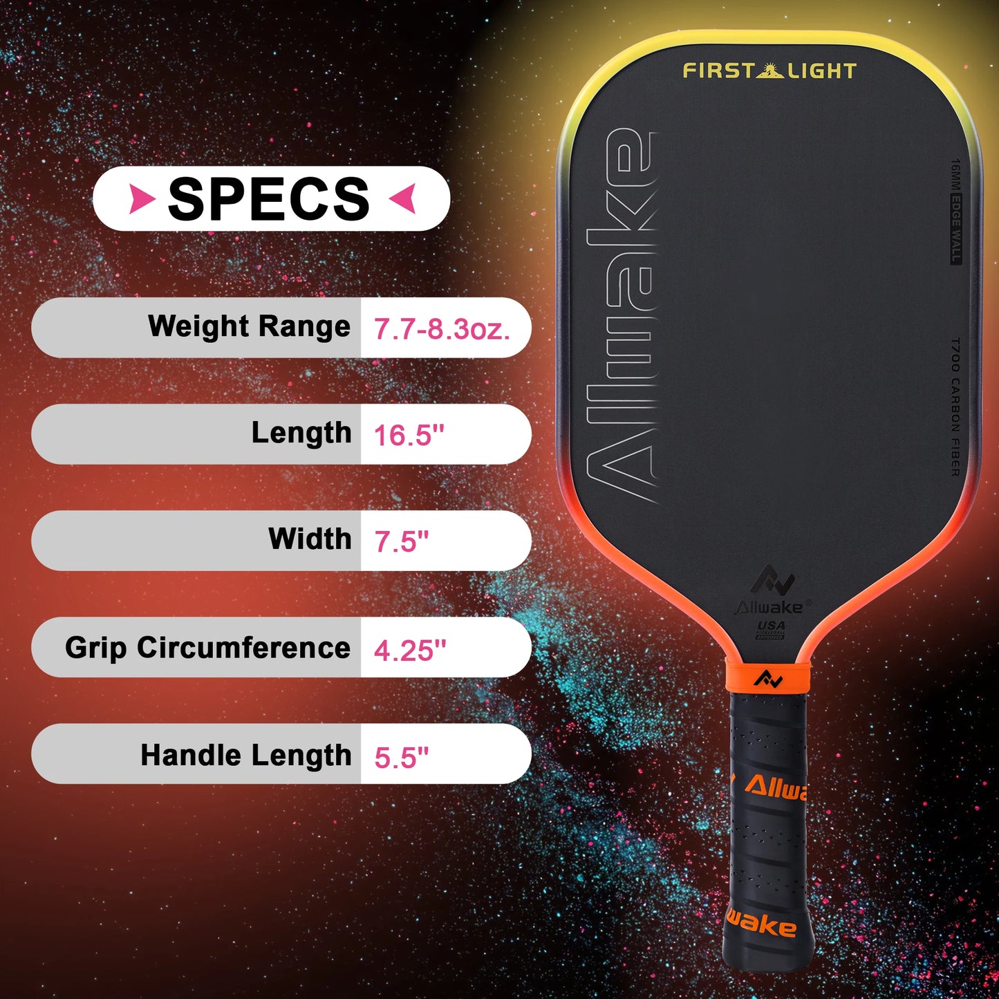 Allwake Carbon Fiber Pickleball Paddle For Fast Power And Control