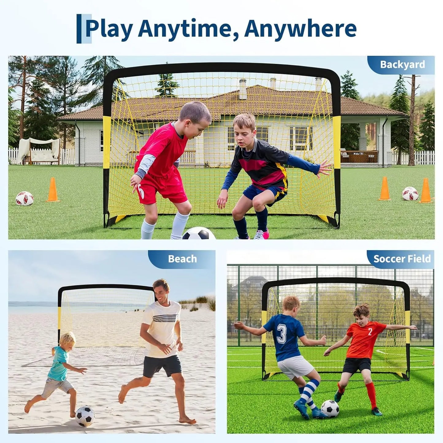 HiMISS Two Pack Backyard Soccer Goals for Training and Outdoor Play