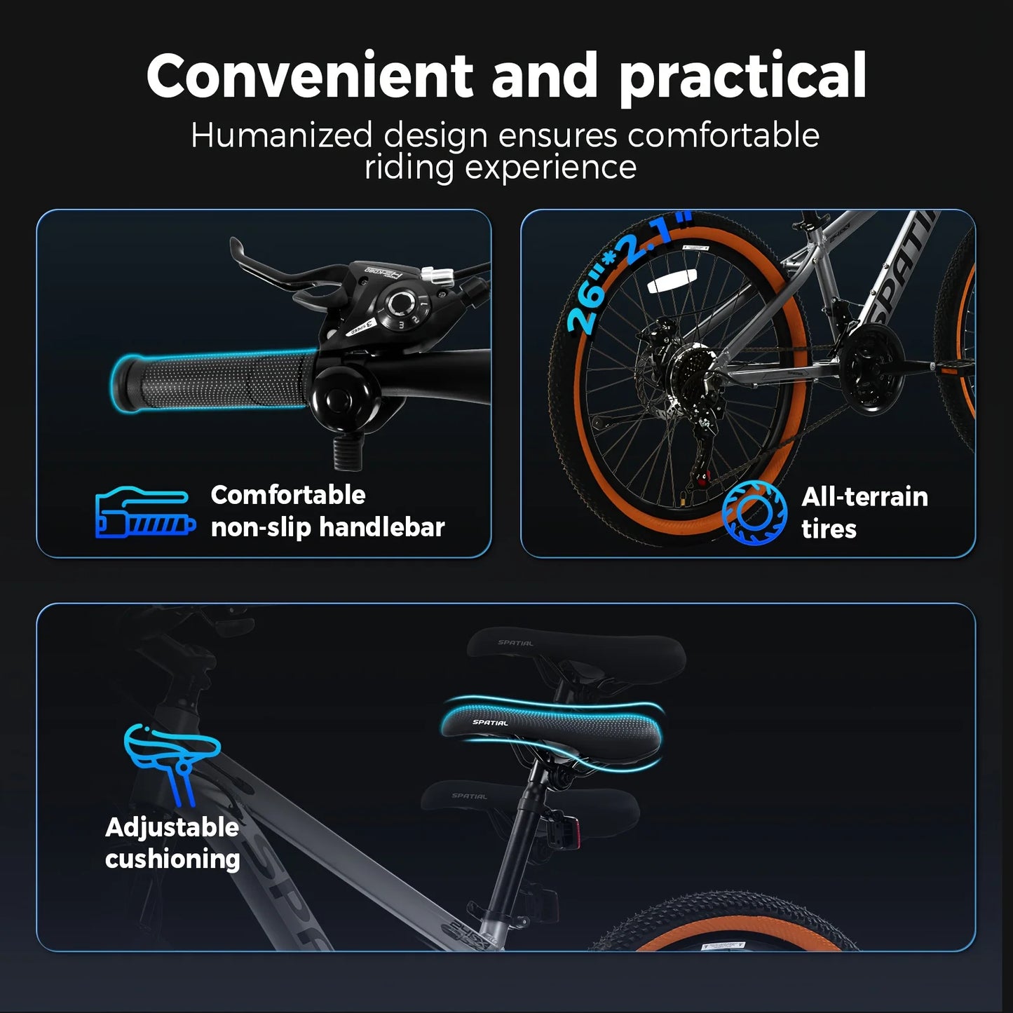 Spatial Fat Tire Mountain Bike Aluminum Frame Dual Disc Brakes