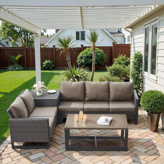 GUOHE Outdoor Patio Conversation Set Storage Box And Coffee Table