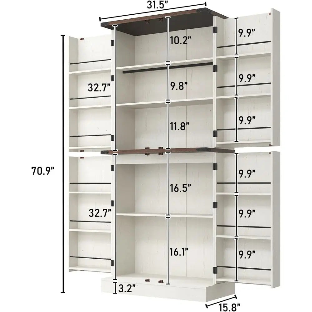 LISM Armhouse Kitchen Pantry Cabinet With Adjustable Shelves