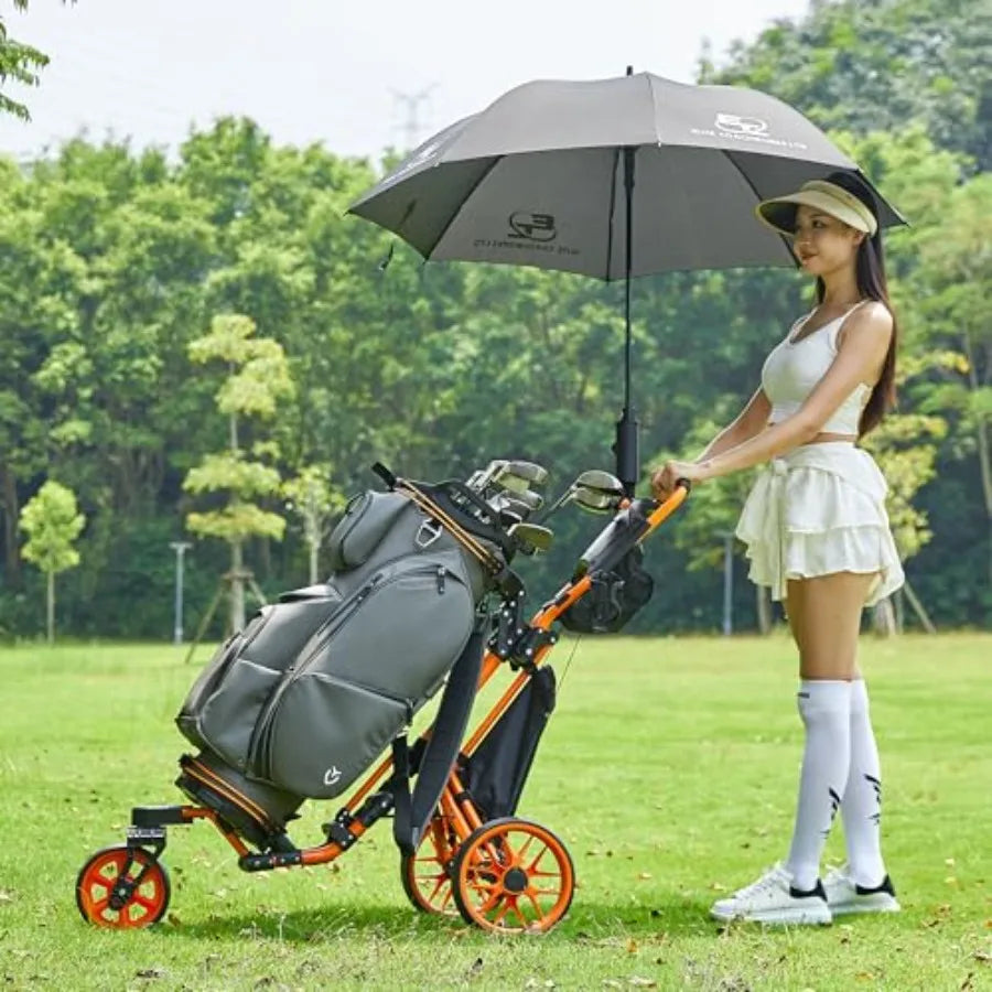 SHXI Golf Push Cart Aluminum Alloy One Click Fold 360 Swivel Front Wheel