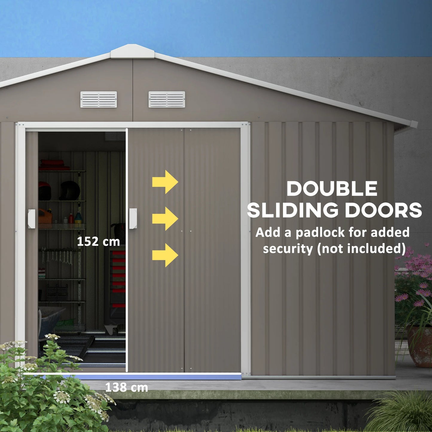 Outsunny Steel Outdoor Utility Storage Shed Kit For Backyard Garden