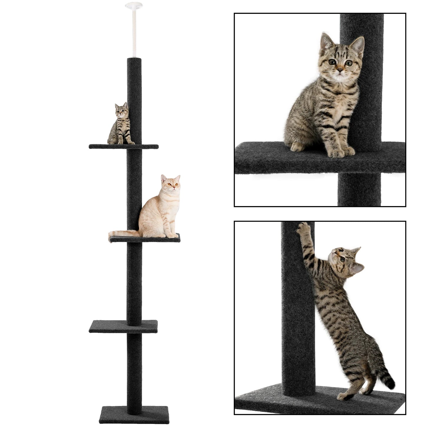 PEQULTICN Adjustable Height Cat Tree FloorCeiling With Scratching Posts
