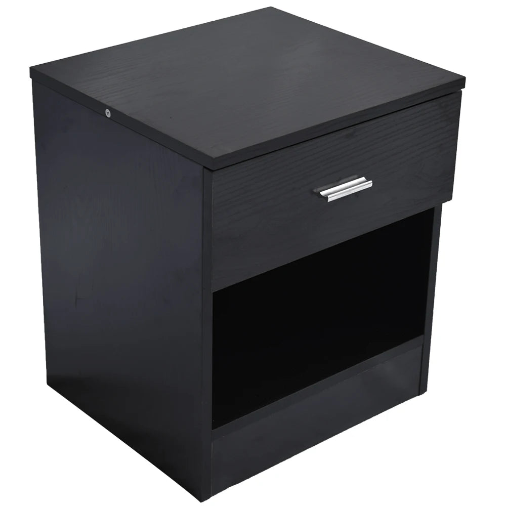 Bedside Cabinet With Metal Handle Drawer For Bedroom