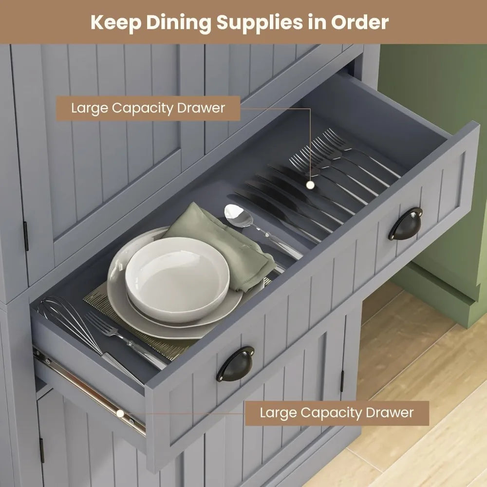 RBXC Kitchen Pantry Cabinet With Adjustable Shelves And Drawer