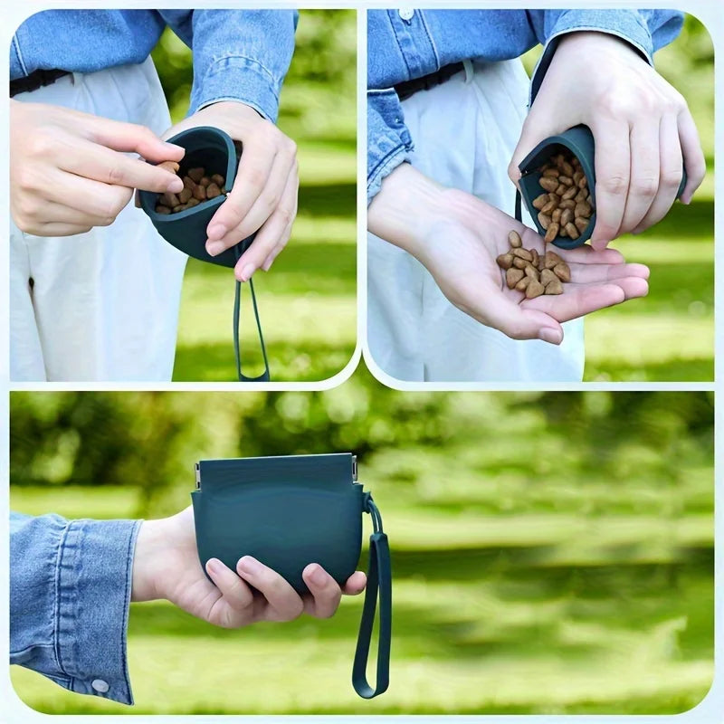 Portable Silicone Dog Treat Bag For Training And Snacks