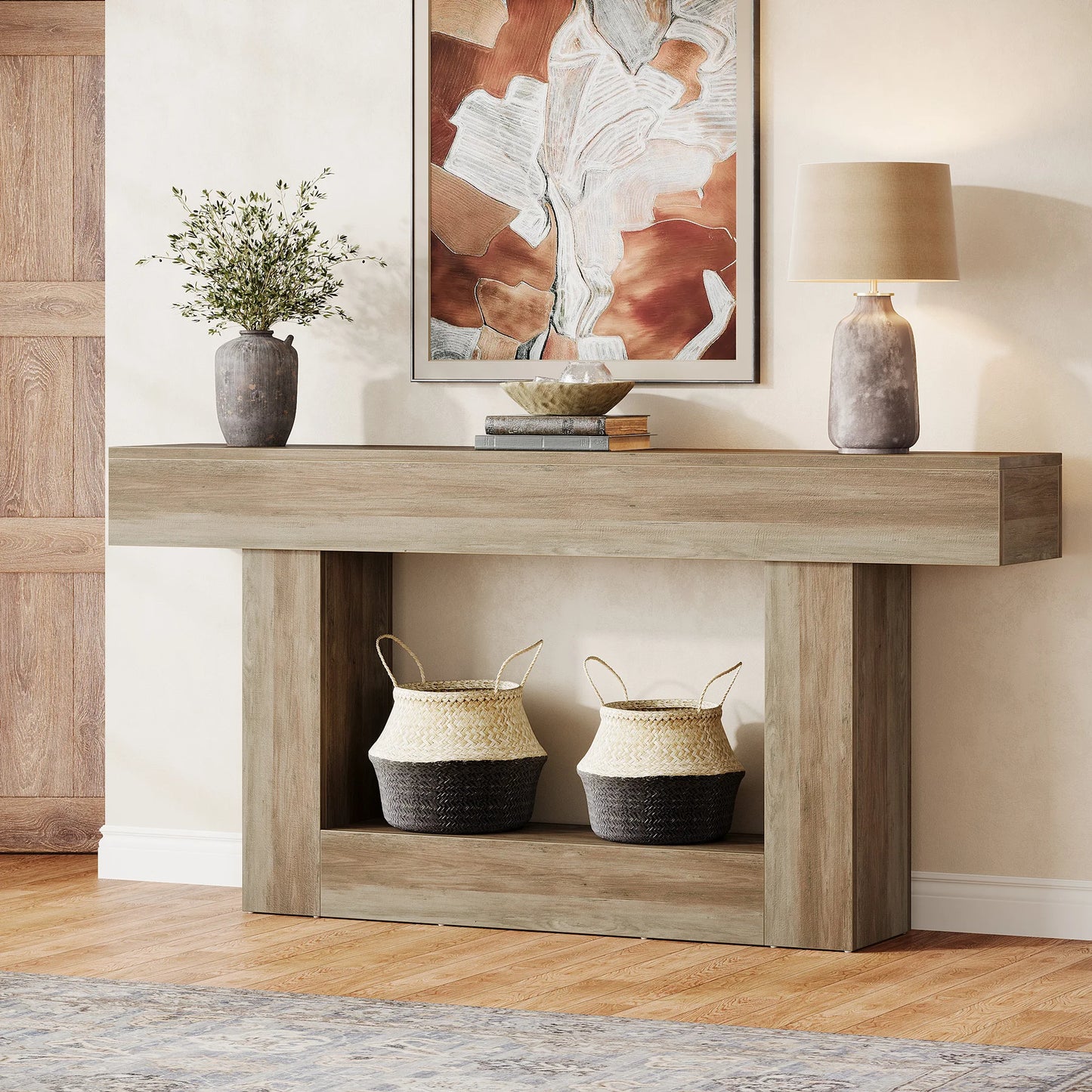 Tribesigns Farmhouse Console Table With U Shaped Base