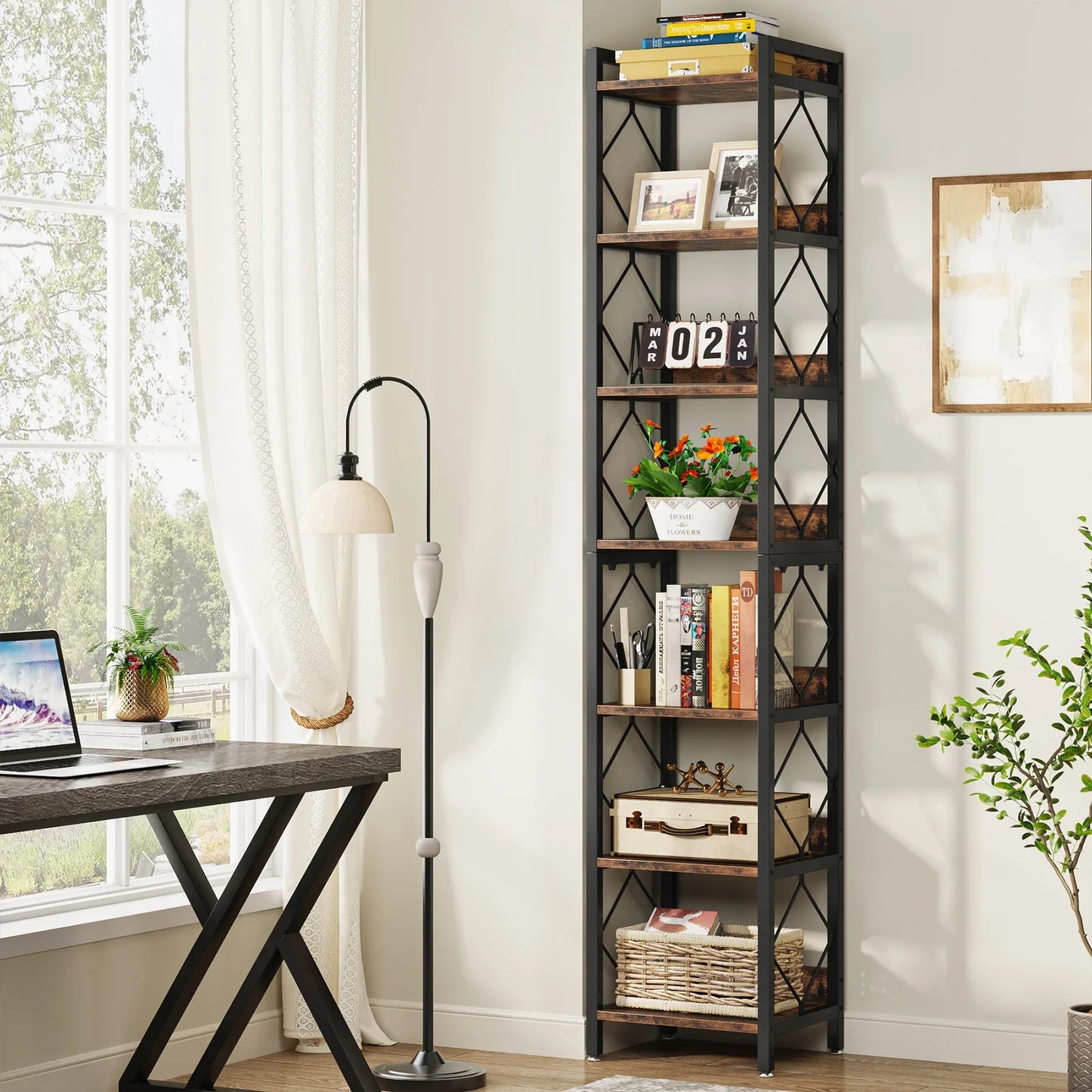 Tribesigns 7 Tier Bookshelf Freestanding Display Shelves