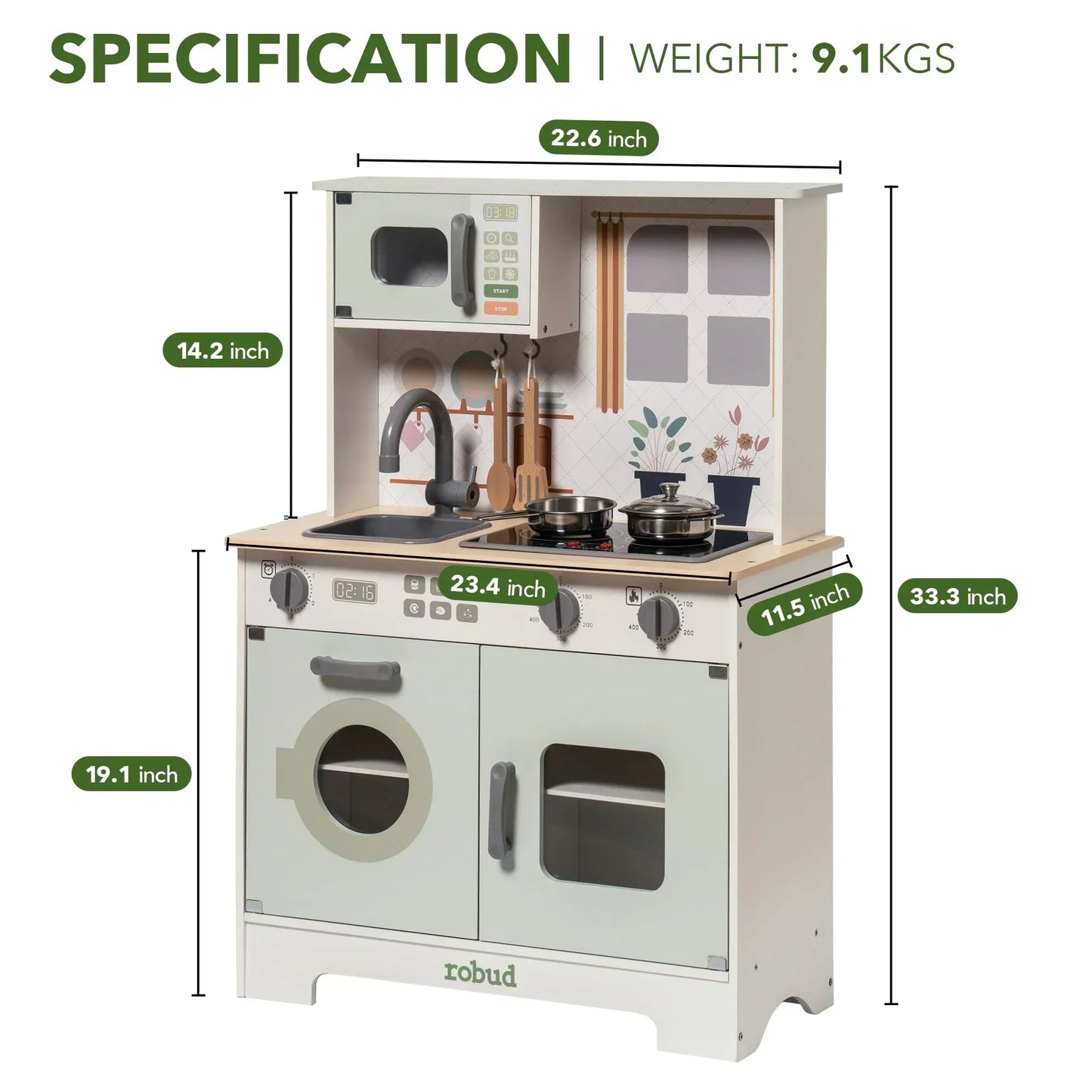 Robotime Wooden Toy Kitchen Set With Lights And Sounds