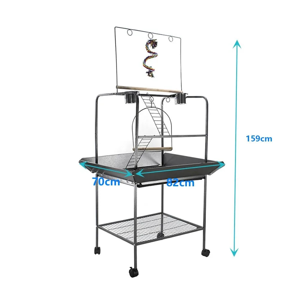 HiMISSCN Bird Playstand Parrot Stand On Wheels With Feeding Station