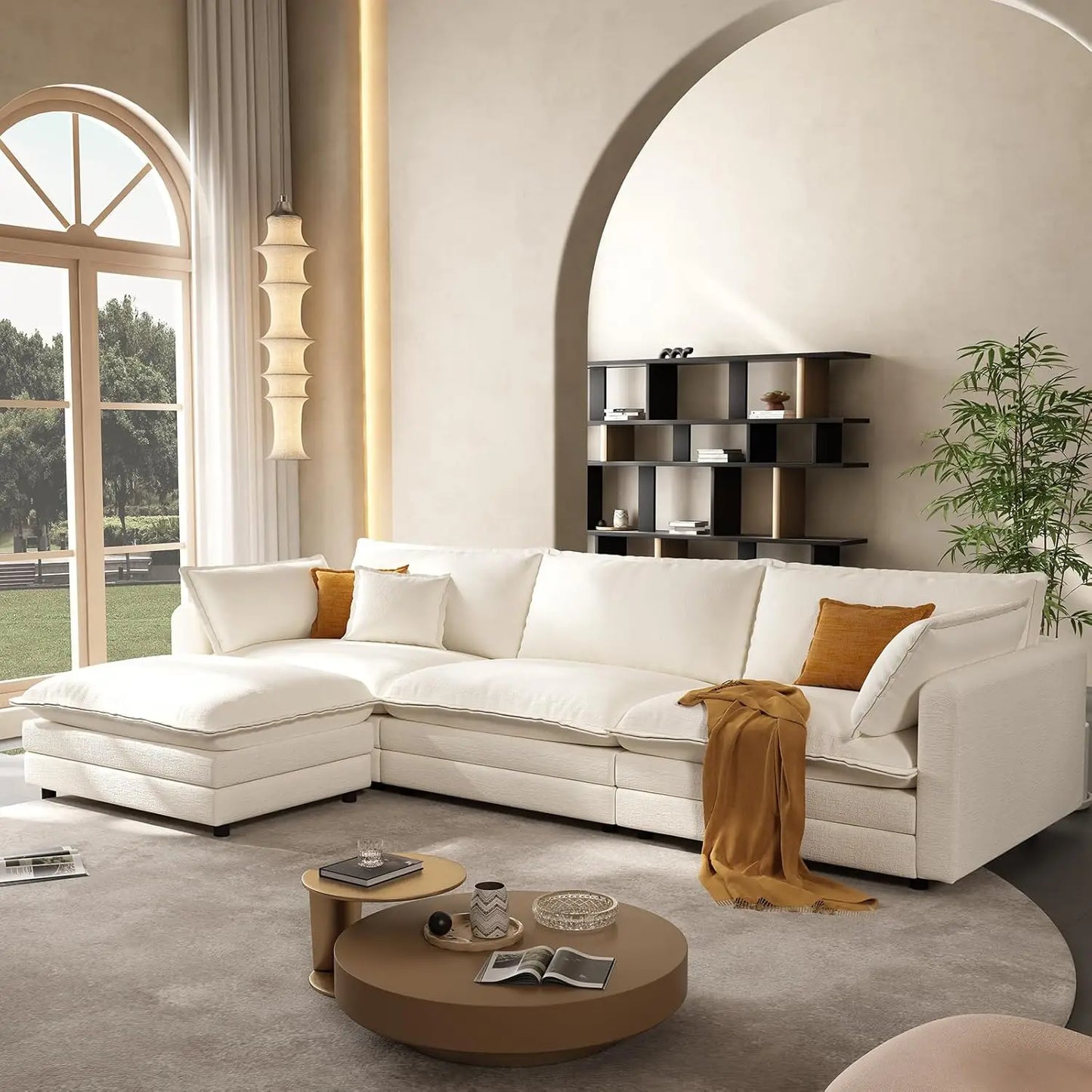 Modular Sectional Sofa With Movable Ottoman L Shaped Furniture