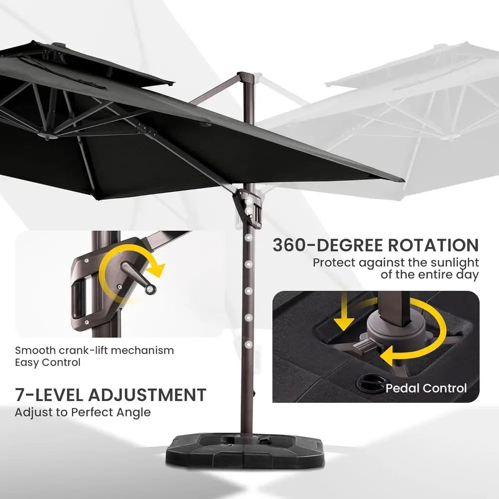 Cantilever Patio Umbrella With Base Included 360 Degree Rotation