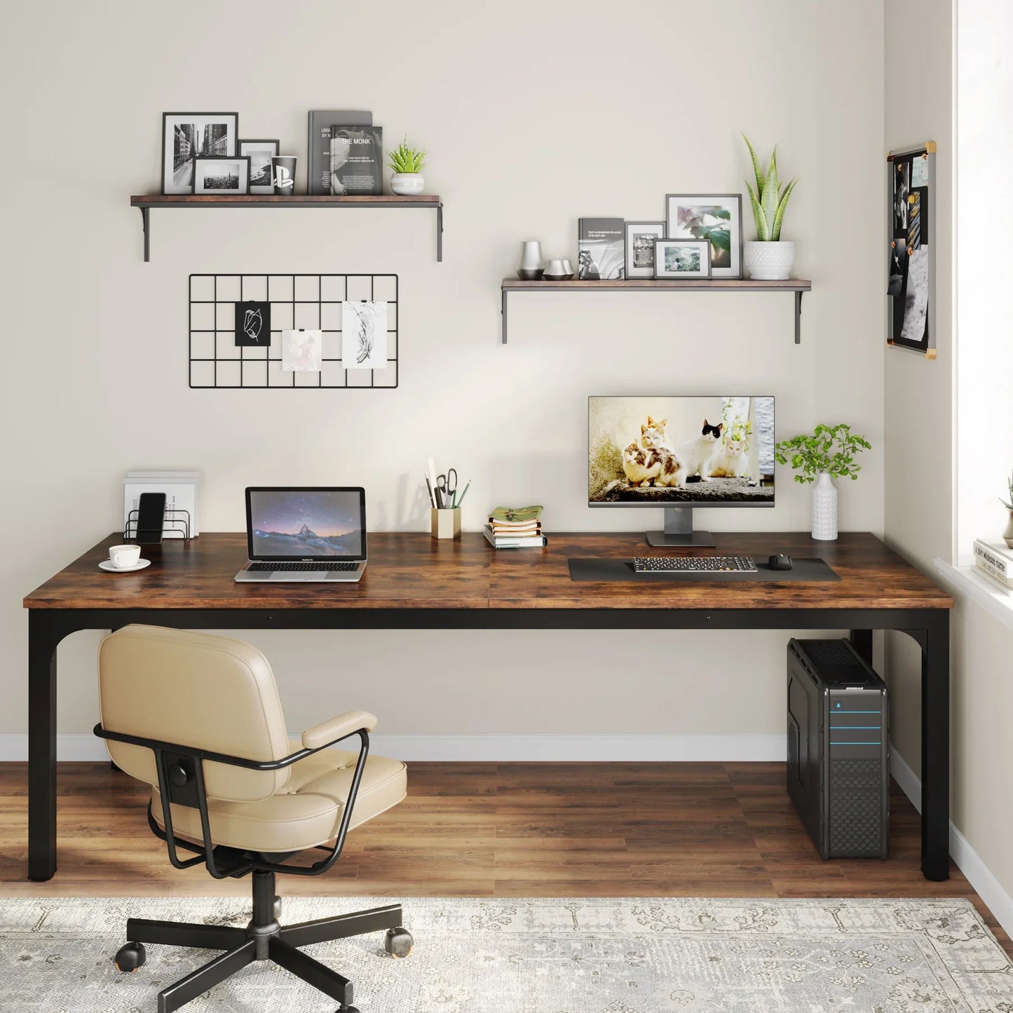 Tribesigns Extra Long Double Computer Desk For Home Office
