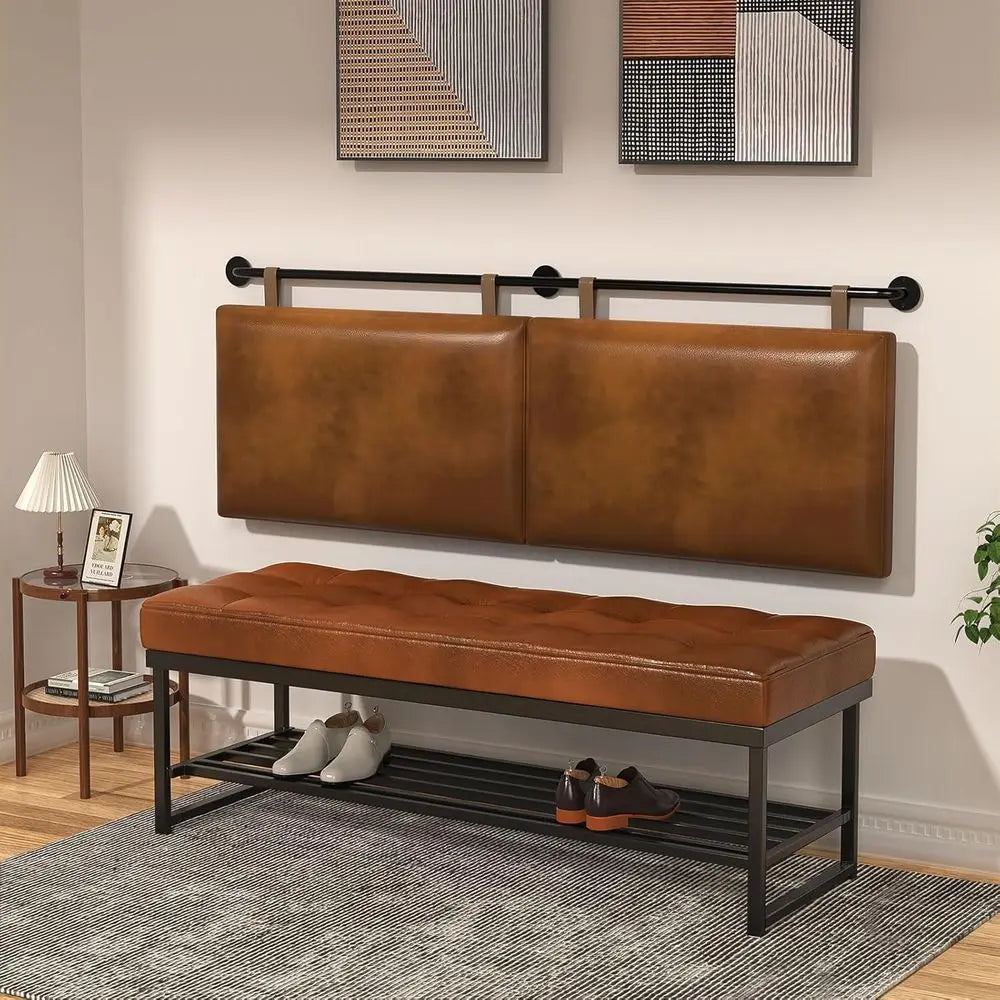 DAFIFY Wall Mounted PU Leather Headboard Industrial Pipe Design for Bed