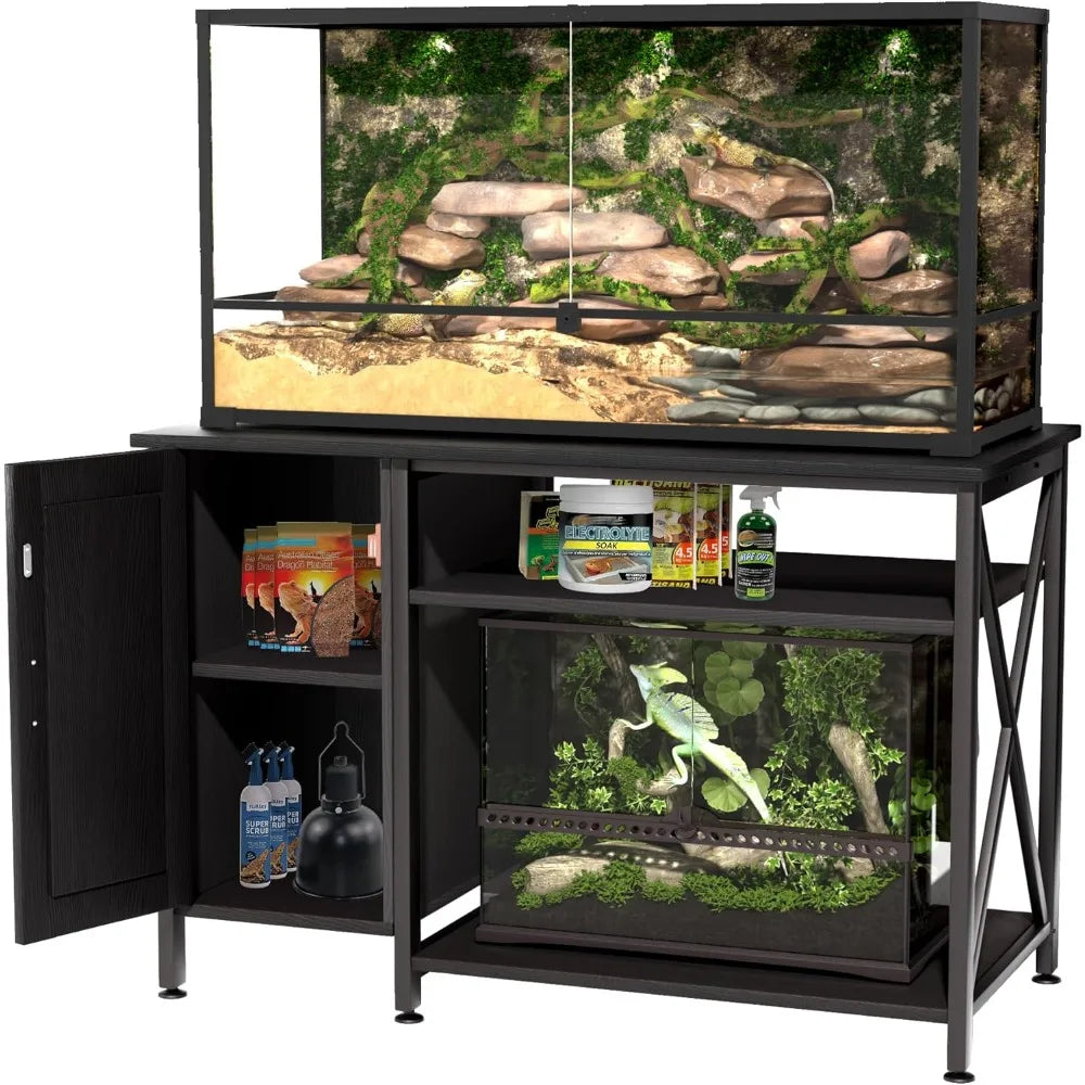 Reptile Terrarium Stand With Power Outlet And Cabinet