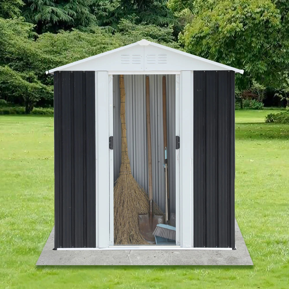 Outdoor Waterproof Garden Tool Shed With Apex Roof Sliding Doors