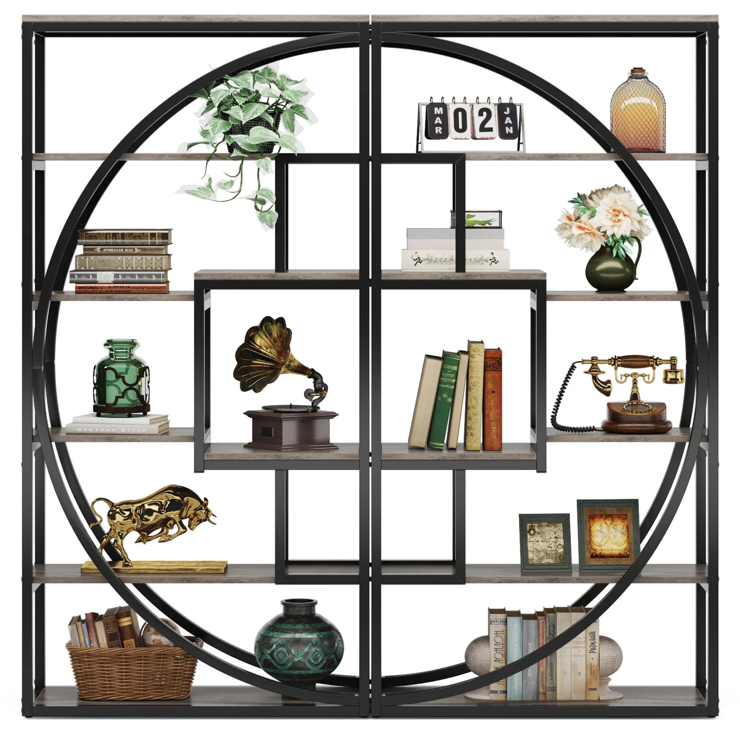 Tribesigns Industrial 5 Tier Etagere Bookcase for Living Room