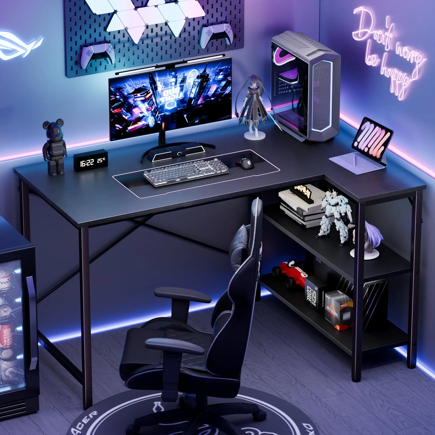 JHK L Shaped Desk Computer Desk With Storage Shelves