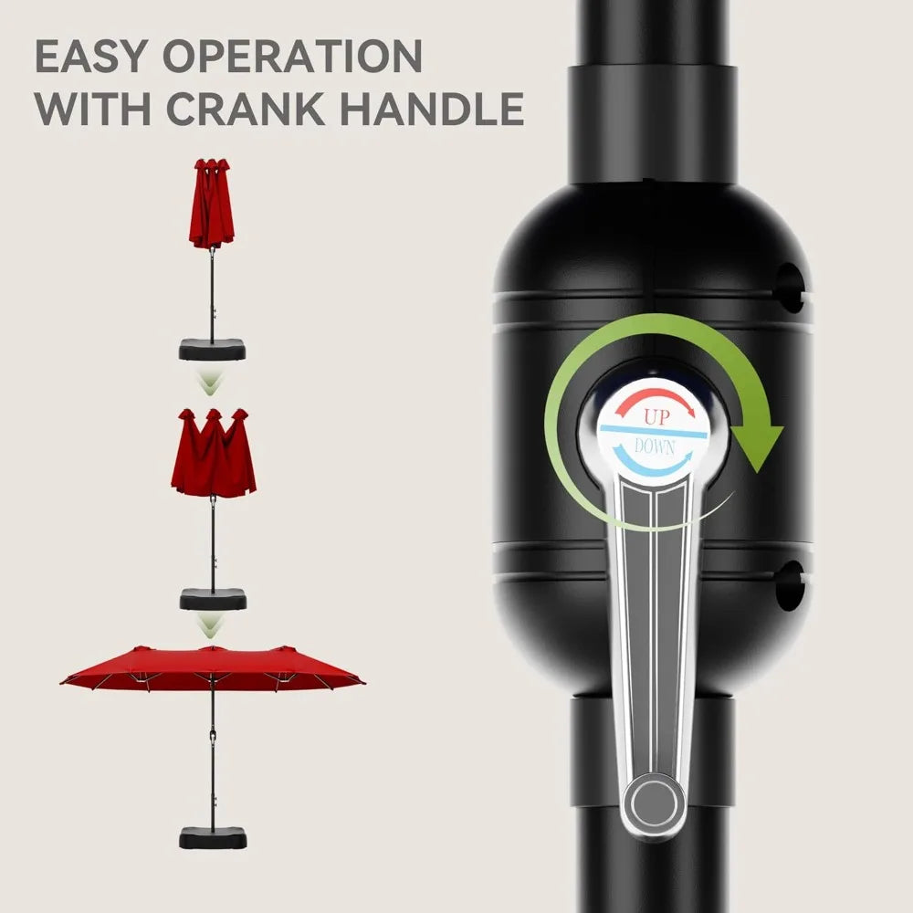 Patio Umbrella With Base Included Double Sided Market Crank Handle