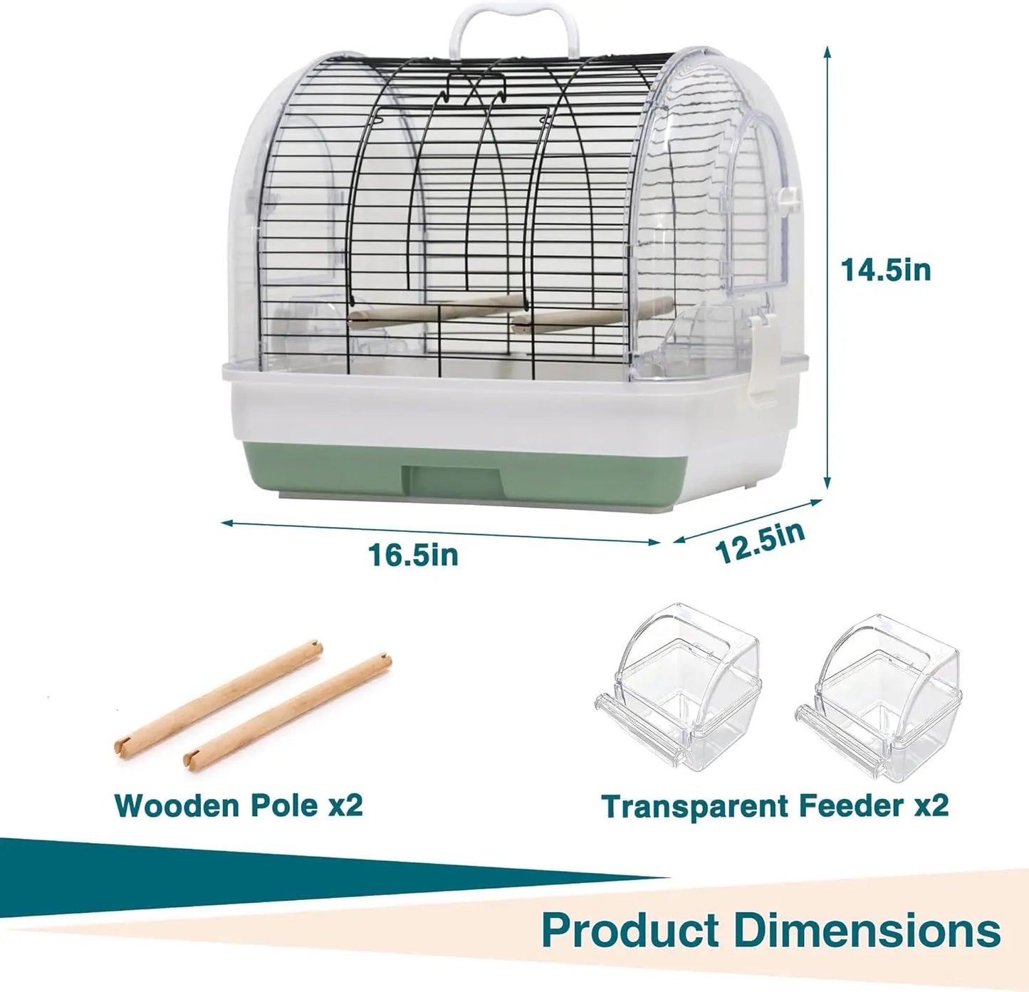 HiMISSCN Portable Bird Cage Carrier Travel Parrot Cage With 2 Perches